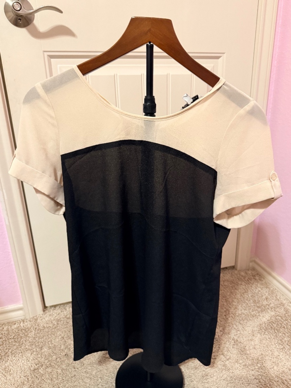 Naked Zebra Classic Block Blouse Tan & Black size M